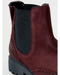 Topman Burgundy Leather Chelsea Boots