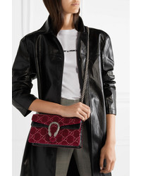 Gucci Dionysus Patent Med Embossed Velvet Shoulder Bag