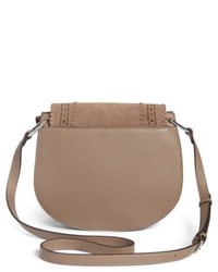 Vince Camuto Kirie Suede Leather Crossbody Saddle Bag Grey