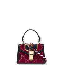 Gucci Multicoloured Sylvie Mini Logo Velvet And Leather Shoulder Bag