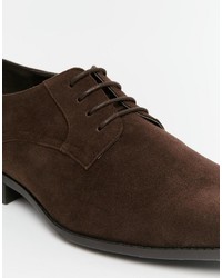 Asos Brand Derby Shoes In Brown Faux Suede