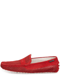 Kenneth Cole Ez Listening Perforated Suede Driver Red