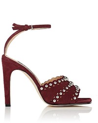 Sergio Rossi Studded Suede Ankle Strap Sandals