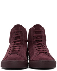 Common Projects Burgundy Original Achilles High Top Sneakers
