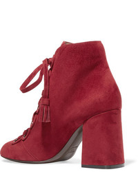 Laurence Dacade Paddle Lace Up Suede Ankle Boots Burgundy