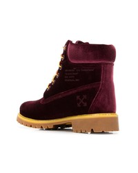 timberland off white burgundy