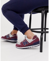 New Balance 574 Trainers In Burgundy