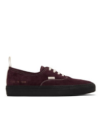 Common Projects Burgundy Suede Four Hole Sneakers