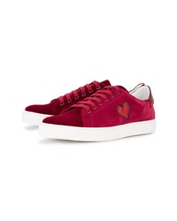 Anya Hindmarch Burgundy Suede Glitter Applique Sneakers
