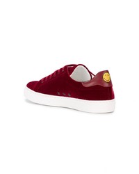 Anya Hindmarch Burgundy Suede Glitter Applique Sneakers