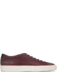 Common Projects Red Waxed Suede Achilles Low Sneakers