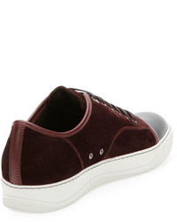 Lanvin Suede Patent Leather Low Top Sneaker