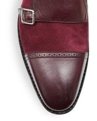 Bally Scribe Novo Monk Strap Suede Leather Shoes