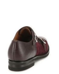 Bally Scribe Novo Monk Strap Suede Leather Shoes