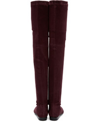 Robert Clergerie Burgundy Suede Fetel Over The Knee Boots