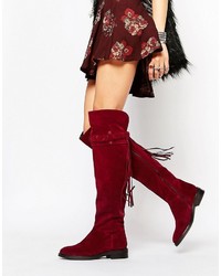 Asos Kilo Suede Flat Over The Knee Boots