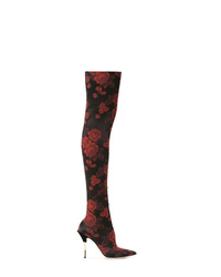 Dolce & Gabbana Rose Jacquard Over The Knee Boots