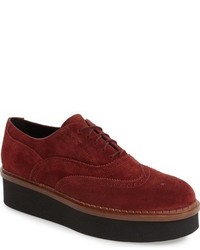 Burgundy Suede Oxford Shoes
