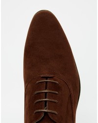 Asos Brand Oxford Shoes In Brown Faux Suede
