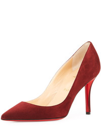 Christian Louboutin Apostrophy Suede 85mm Red Sole Pump Burgundy