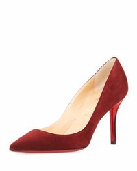 Christian Louboutin Apostrophy Suede 85mm Red Sole Pump Burgundy