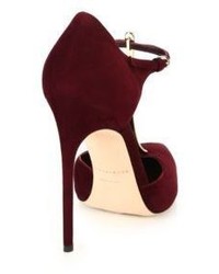 Brian Atwood Astral Suede Metal T Strap Pumps