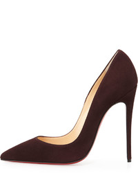Christian Louboutin So Kate Suede 120mm Red Sole Pump Burgundy
