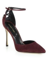 Sergio Rossi Suede Lace Up Back Pumps