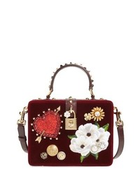 Dolce & Gabbana Heart Floral Embellished Velvet Box Bag