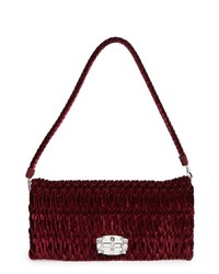 Miu Miu Medium Crystal Embellished Quilted Velvet Shoulder Bag