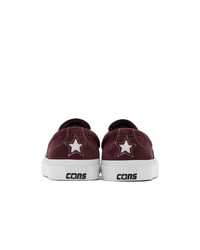 Converse Burgundy Suede One Star Cc Slip On Sneakers