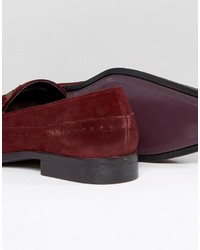 Asos Loafers In Burgundy Suede With Tassel Detail