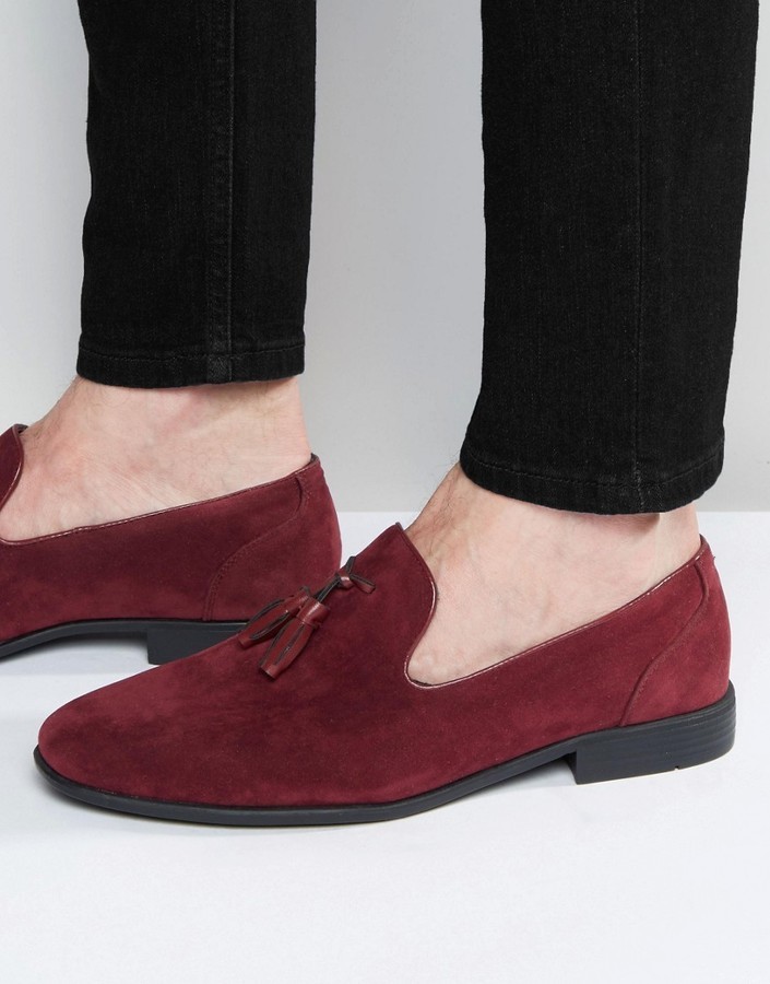 maroon suede loafers