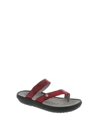 Burgundy Suede Thong Sandals