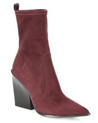 Burgundy Suede Wedge Ankle Boots