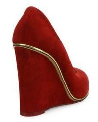 Charlotte Olympia Car Suede Wedge Pumps