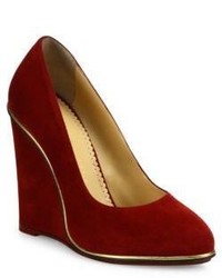 Charlotte Olympia Car Suede Wedge Pumps