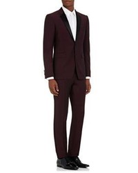 Burberry X Barneys New York Two Button Wool Blend Suit Burgundy