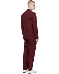 Dries Van Noten Burgundy Two Button Suit
