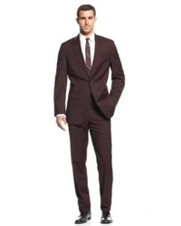 Calvin Klein Suit Burgundy Solid Slim Fit