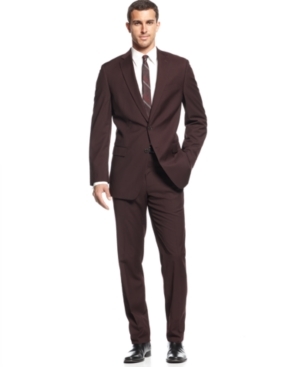 Calvin Klein Suit Burgundy Solid Slim Fit, $279 | Macy's | Lookastic
