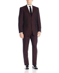 Perry Ellis Burgundy Two Button Side Vent Suit With Flat Front Pant