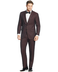 Perry Ellis Portfolio Burgundy Solid Slim Fit Suit