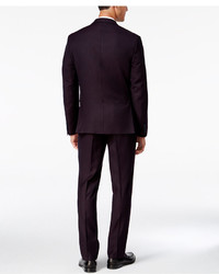 Perry Ellis Portfolio Extra Slim Fit Dark Burgundy Pindot Suit