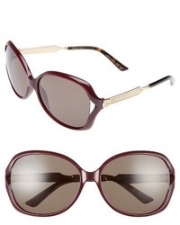 Gucci 60mm Open Temple Oval Sunglasses Burgundy Green
