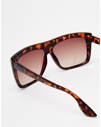 Jeepers Peepers Flat Brow Sunglasses In Tort