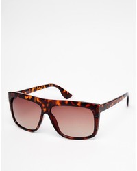 Jeepers Peepers Flat Brow Sunglasses In Tort