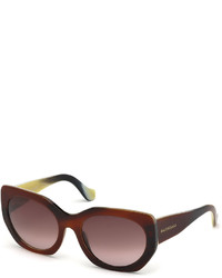 Balenciaga Gradient Oval Plastic Sunglasses Light Brownbordeaux
