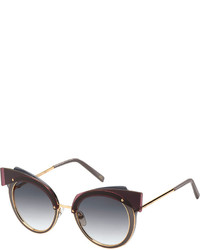 Marc Jacobs Gradient Round Sunglasses W Layered Brow Dark Redgray
