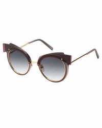 Marc Jacobs Gradient Round Sunglasses W Layered Brow Dark Redgray